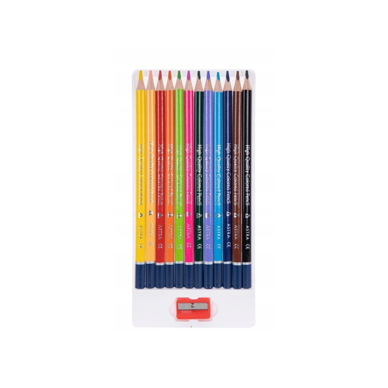 Kredki ołówkowe trójkątne zestaw 12 kolorów + temperówka 312110002 ASTRA