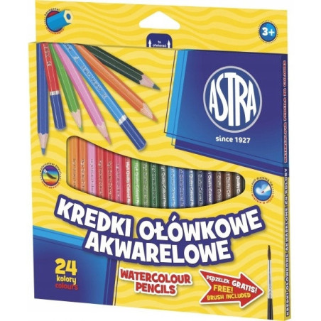 Kredki akwarelowe 24 kolory ołówkowe heksagonalne 312110005 ASTRA
