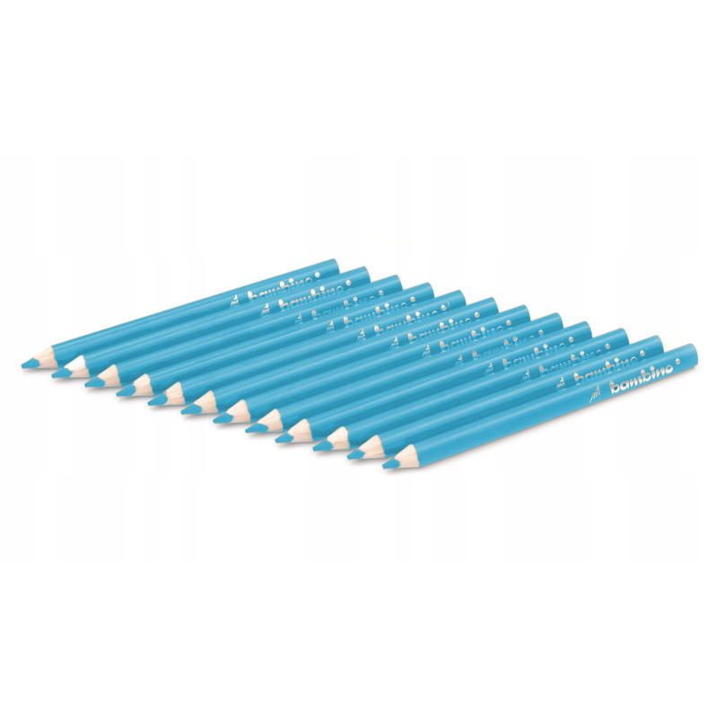 Kredki ołówkowe trójkątne Zestaw 12 kredek niebieskie BAMBINO St.Majewski