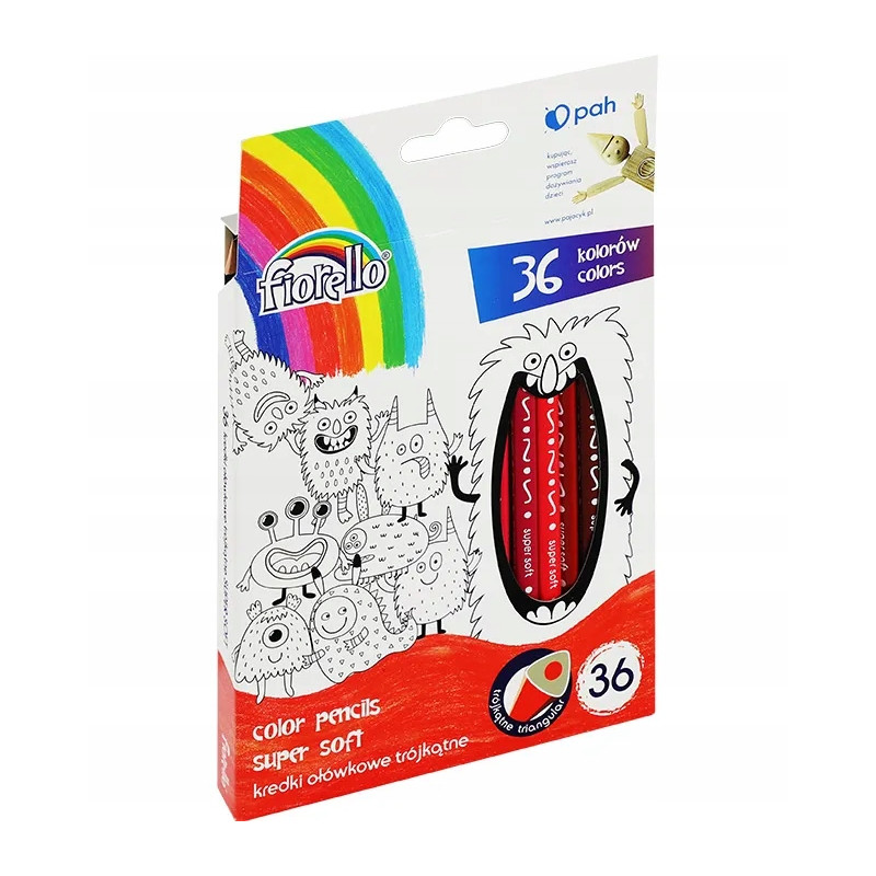 Kredki SUPER SOFT 36kol FIORELLO trójkątne 170-2474