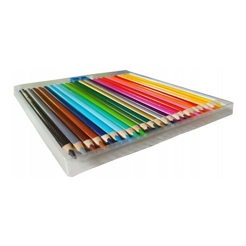 Kredki szkolne trójkątne grube Super Size Zestaw 24 kredek + temperówka BAMBINO St.Majewski