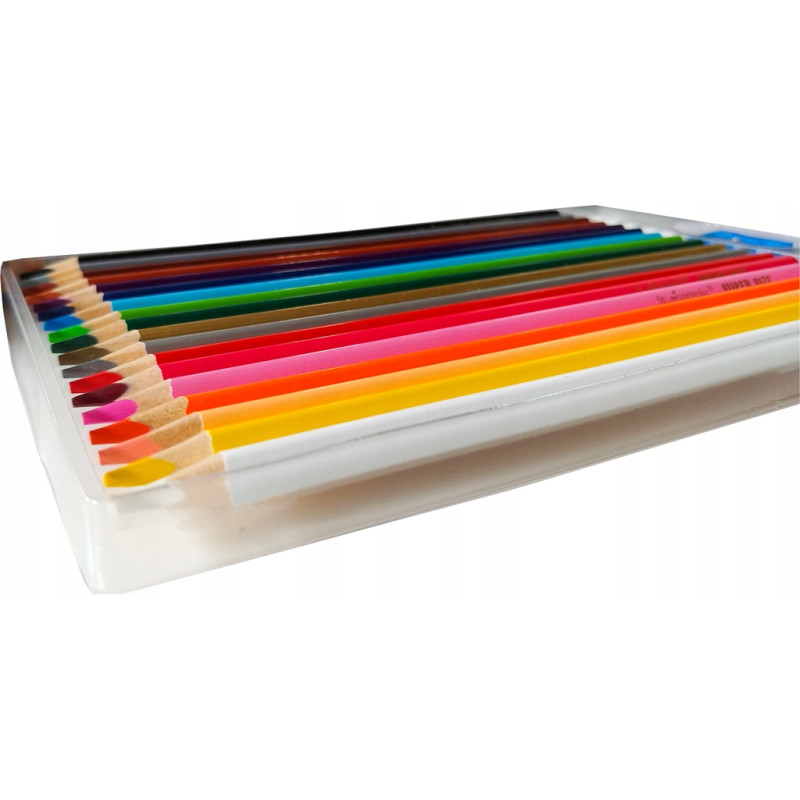 Kredki szkolne trójkątne grube Super Size Zestaw 18 kredek + temperówka BAMBINO St.Majewski