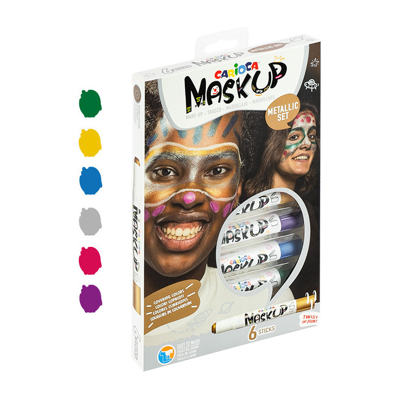 Kredki do twarzy CARIOCA MaskUP metaliczne 6 kolorów (43155) 170-2746