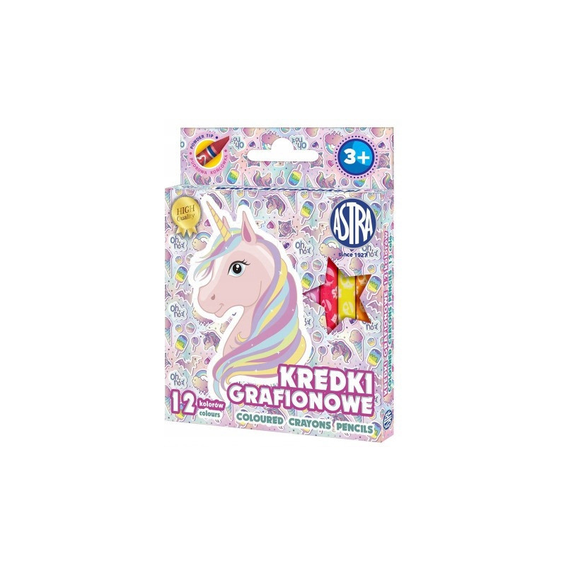Kredki grafionowe z glinki kaolinowej 12 kolorów zestaw 316121009 ASTRA
