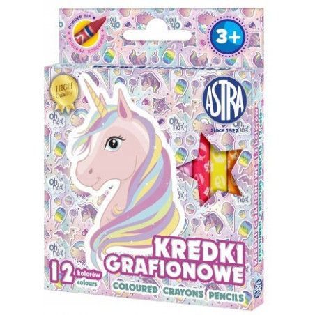 Kredki grafionowe z glinki kaolinowej 12 kolorów zestaw 316121009 ASTRA