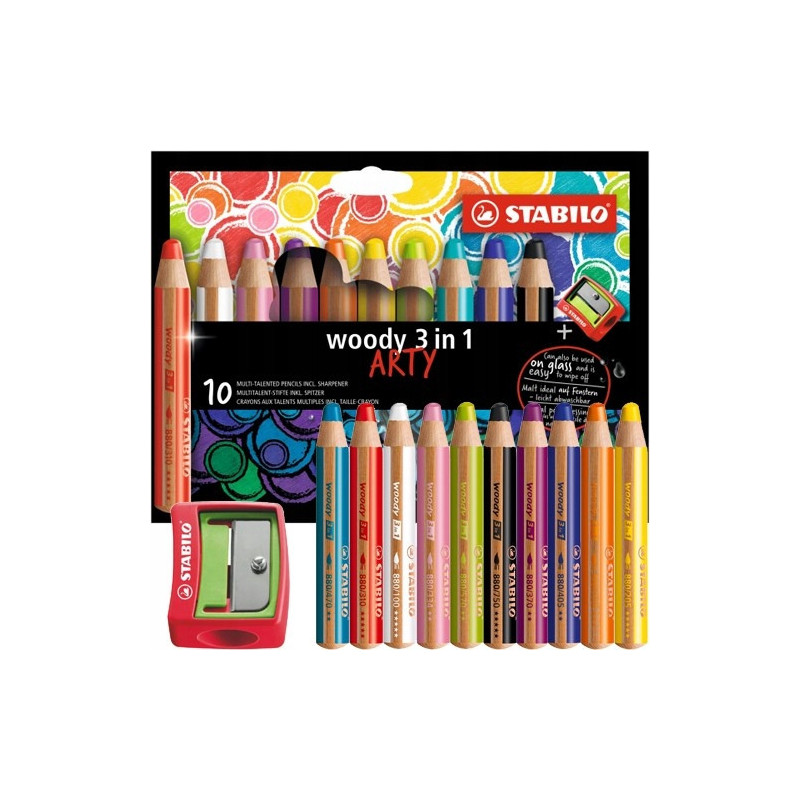 Kredki STABILO woody 3 w 1 10 kol. etui z temperówką ARTY 880/10-1-20