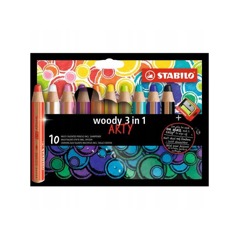 Kredki STABILO woody 3 w 1 10 kol. etui z temperówką ARTY 880/10-1-20