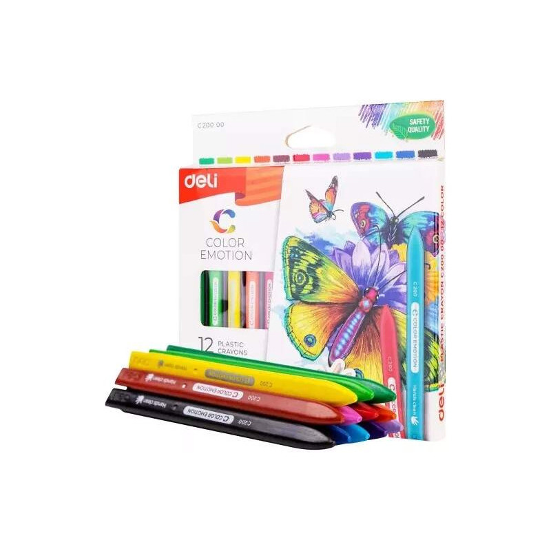 Kredki plastikowe trójkątne COLOR EMOTION 12 kolorów EC20000 DELI