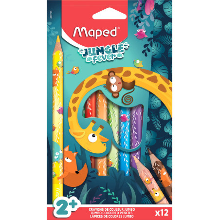 Kredki trójkątne JUMBO JUNGLE FEVER 12 sztuk 863700 MAPED
