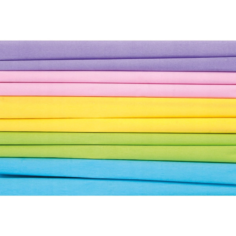 Bibuła marszczona 25x200cm - PASTEL - MIX 5 kolorów, 10 rolek, Happy Color