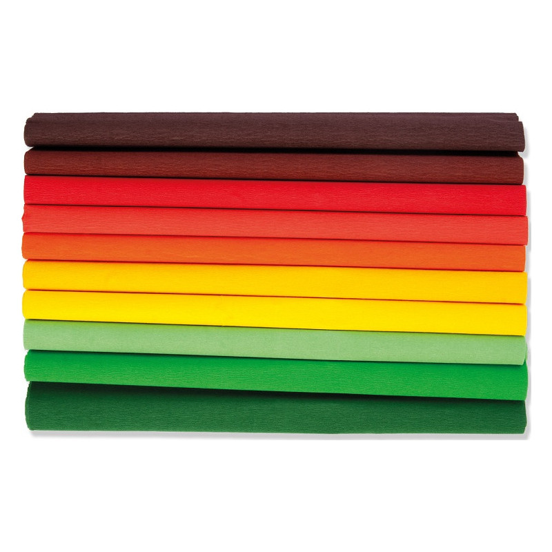 Bibuła marszczona 25 x200cm - JESIEN MIX 10 kolorów, 10 rolek, HA 3640 2521 Happy Color