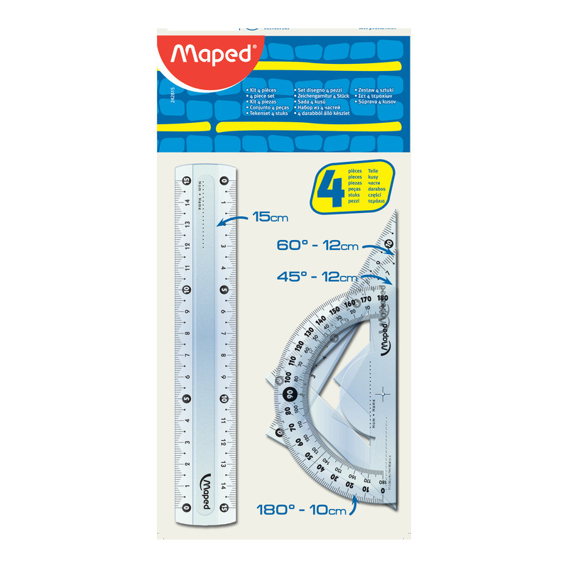 Komplet geometryczny linijka 15cm + 2ekierki +kątomierz 242815 MAPED