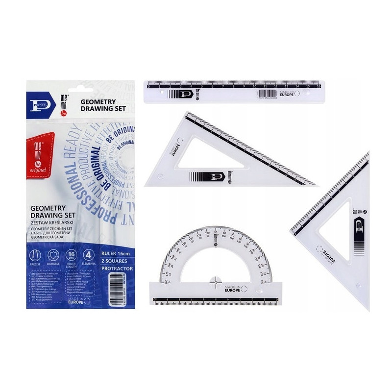 Komplet geometryczny z linijką 16cm MK105-00 MemoBe by Pratel