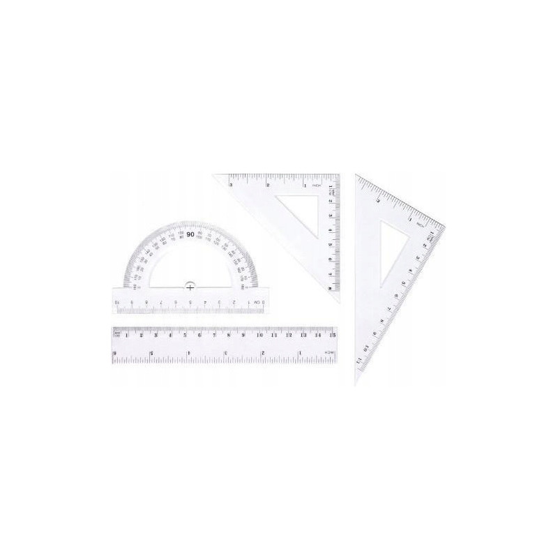 Zestaw geometryczny linijką 15cm BL001-AK TETIS