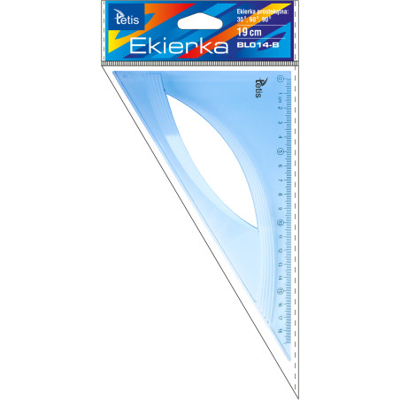 Ekierka prostokątna 19cm NIEBIESKA BL014-B TETIS