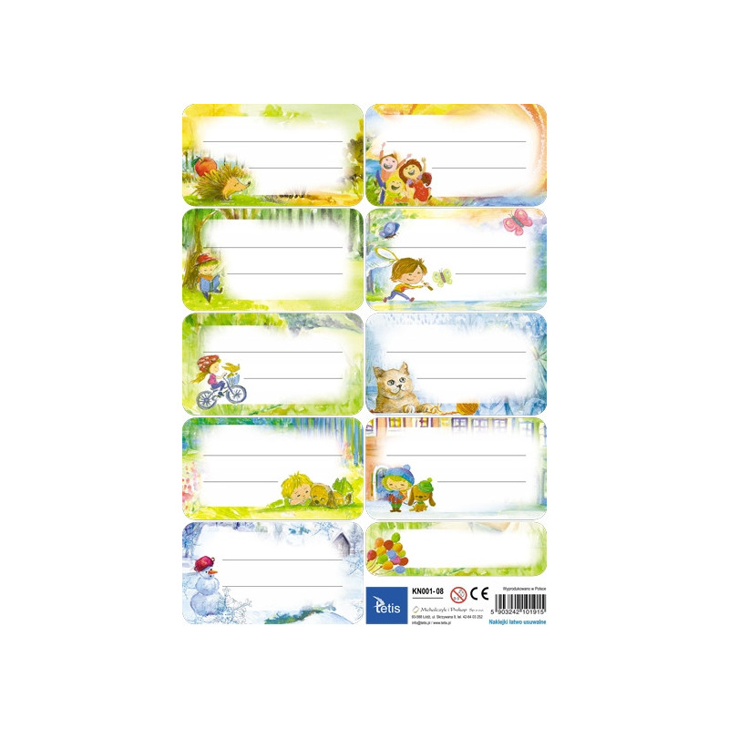 Naklejki na książki i zeszyty 9szt na arkuszu (25ark) KN001-08 TETIS