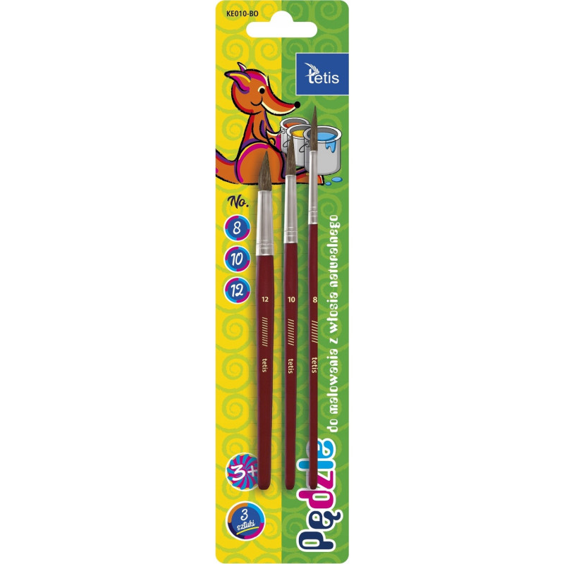 Pędzle okrągłe (rozm.8,10,12) KE010-BO TETIS