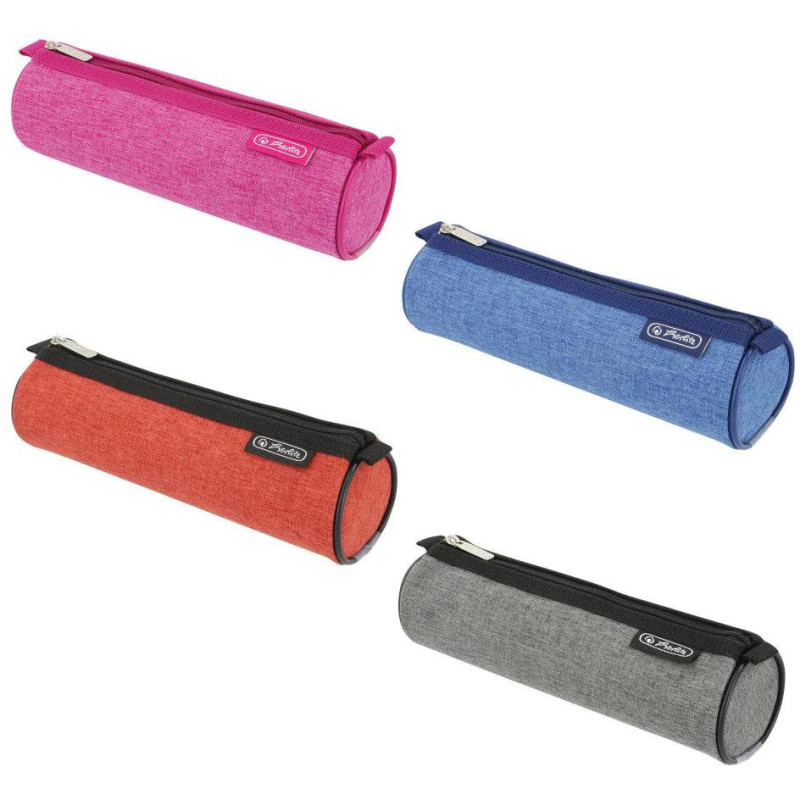 Piórnik szkolny na suwak Saszetka Kosmetyczka okrągła 1 sztuka mix kolorów 50046577 HERLITZ