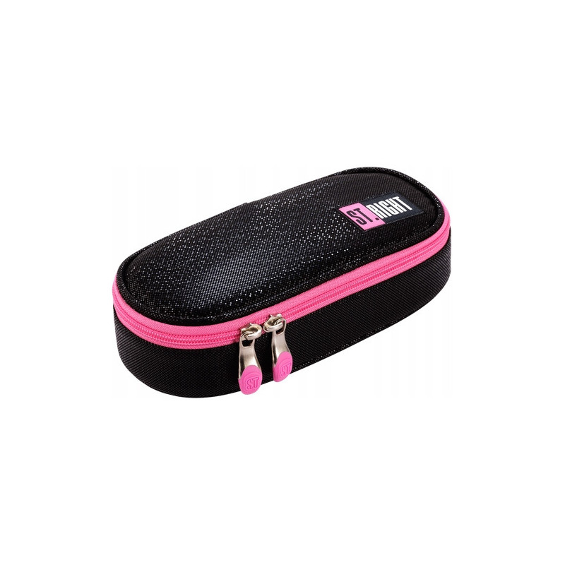 Piórnik szkolny dla dziewczynki Saszetka błyszcząca PC-01 BLACK GLITTER St.Majewski