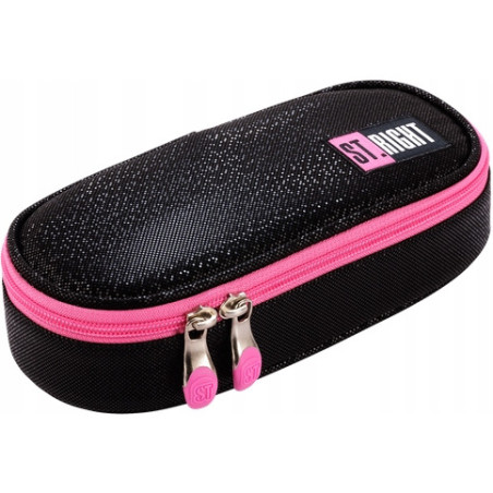 Piórnik szkolny dla dziewczynki Saszetka błyszcząca PC-01 BLACK GLITTER St.Majewski