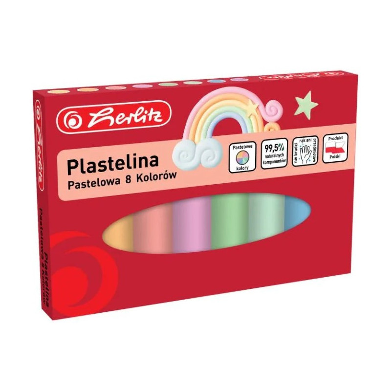Plastelina szkolna pastelowa Zestaw 8 kolorów 9588880 HERLITZ
