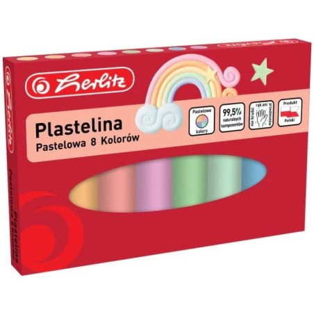 Plastelina szkolna pastelowa Zestaw 8 kolorów 9588880 HERLITZ
