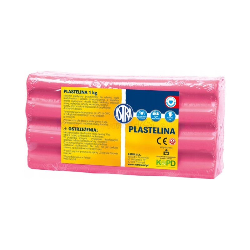 Plastelina szkolna dla dzieci 1kg różowa jasna 303111007 ASTRA