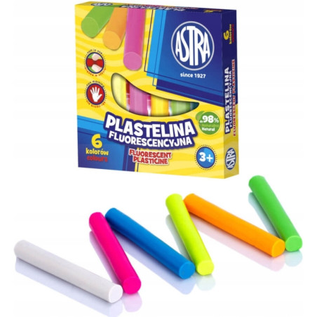 Plastelina dla dzieci fluorescencyjna 6 kolorów zestaw 83811906 ASTRA