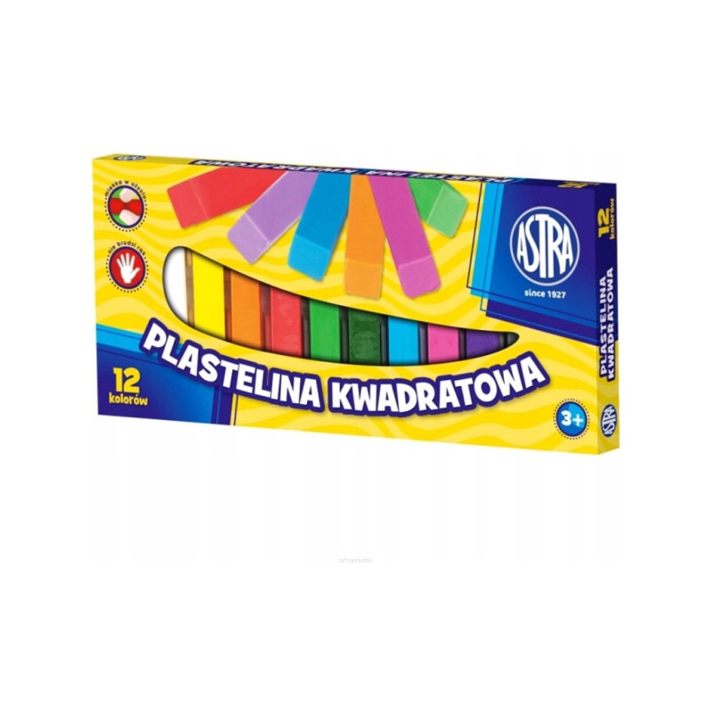 Plastelina dla dzieci kwadratowa 12 kolorów zestaw 83813908 ASTRA
