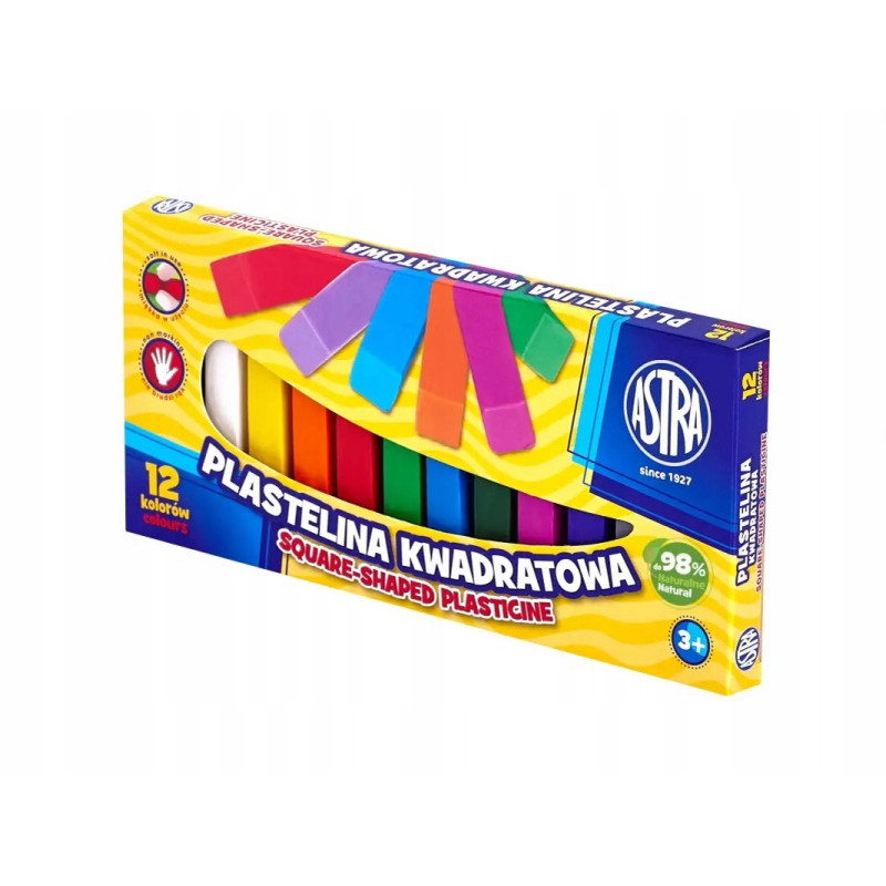 Plastelina dla dzieci kwadratowa 12 kolorów zestaw 83813908 ASTRA