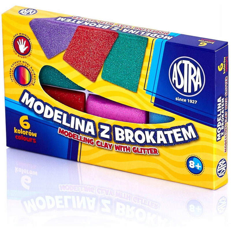 Modelina termoutwardzalna z brokatem zestaw 6 kolorów 304109001 ASTRA