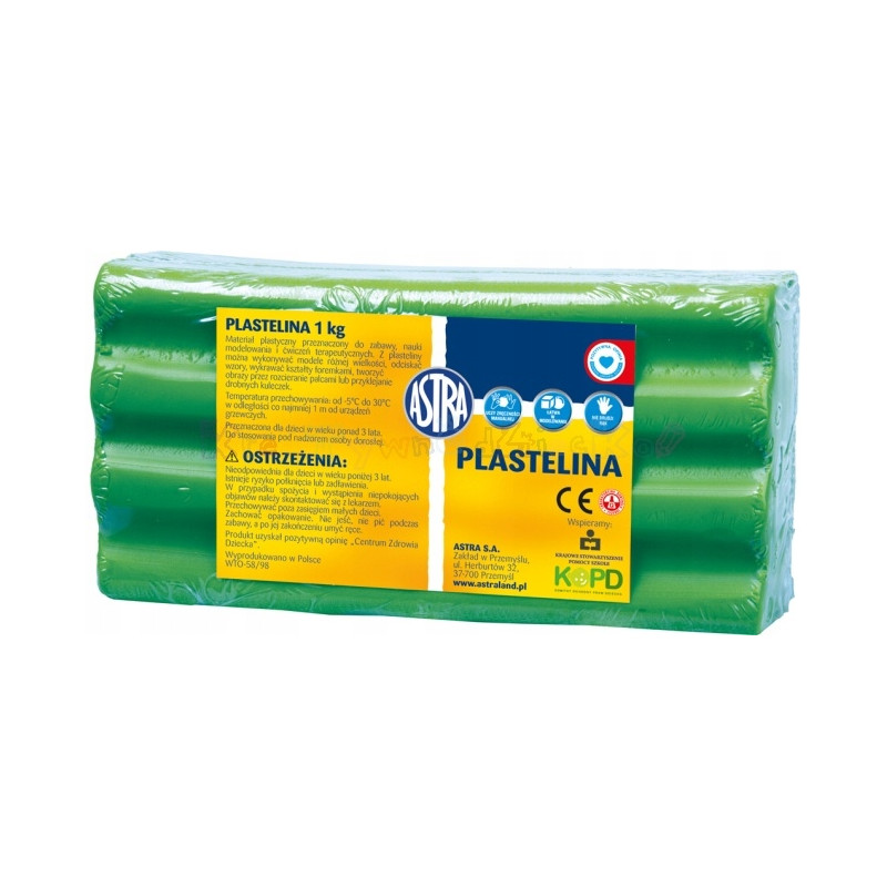 Plastelina szkolna dla dzieci 1kg zielona jasna 303111016 ASTRA