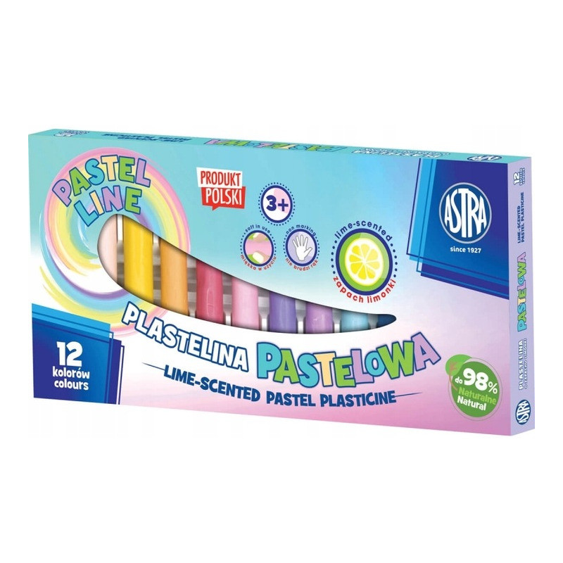 Plastelina dla dzieci zestaw 12 kolorów pastelowa zapachowa 303114001 ASTRA