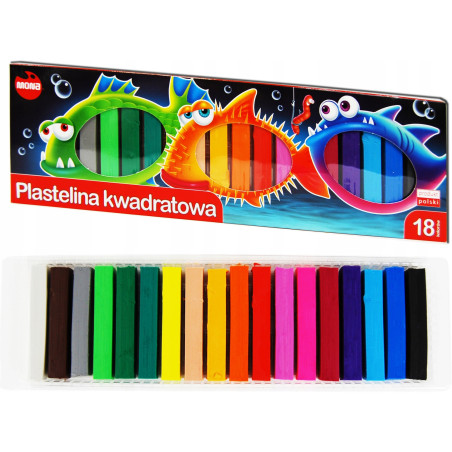 Plastelina kwadratowa dla dzieci Zestaw 18 kolorów MONA St.Majewski