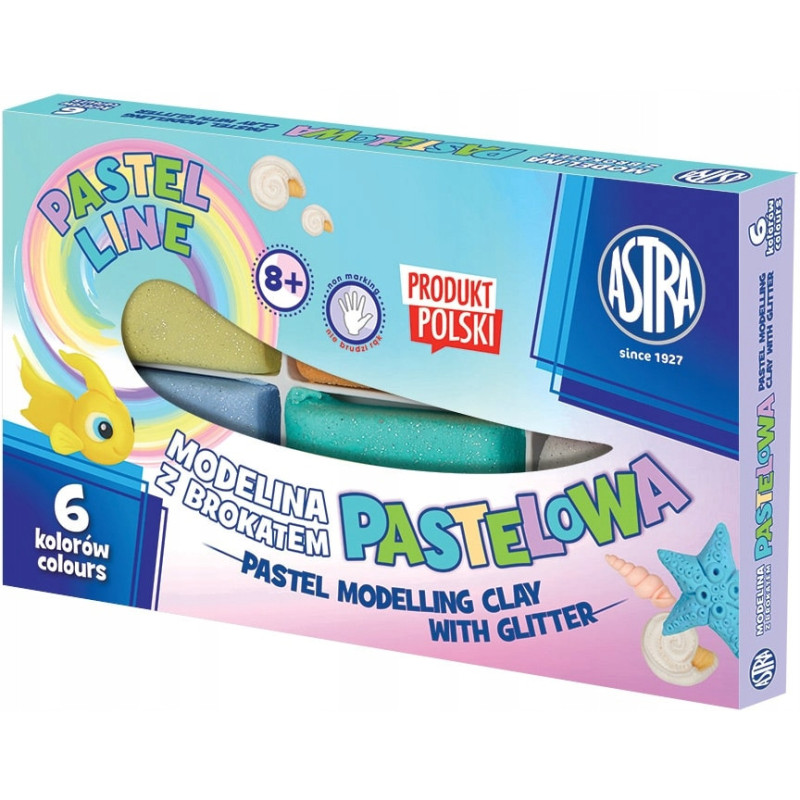 Modelina termoutwardzalna pastelowa z brokatem zestaw 6 kolorów 304118001 ASTRA