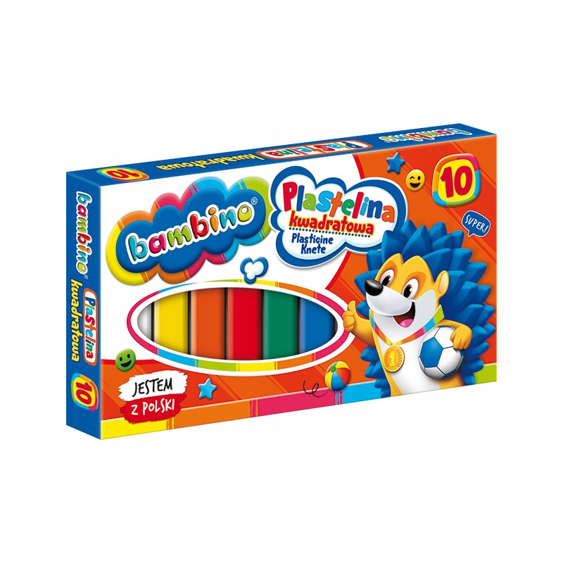 Plastelina kwadratowa Zestaw 10 kolorów BAMBINO St.Majewski