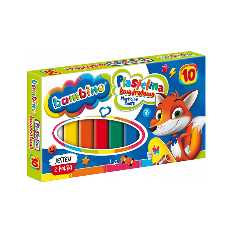 Plastelina kwadratowa Zestaw 10 kolorów BAMBINO St.Majewski
