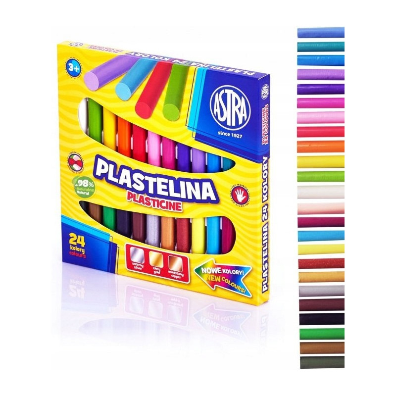 Plastelina szkolna dla dzieci zestaw 24 kolory 303110001 ASTRA