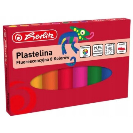 Plastelina szkolna fluorescencyjna Zestaw 8 kolorów 9588997 HERLITZ