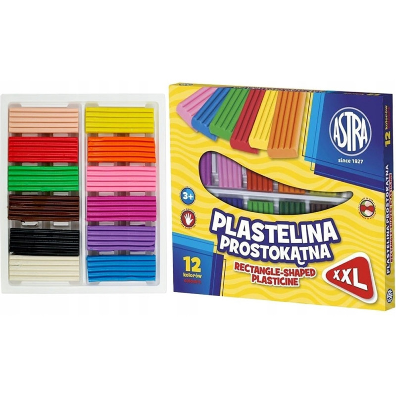 Plastelina szkolna dla dzieci zestaw 12 kolorów prostokątna 303117001 ASTRA