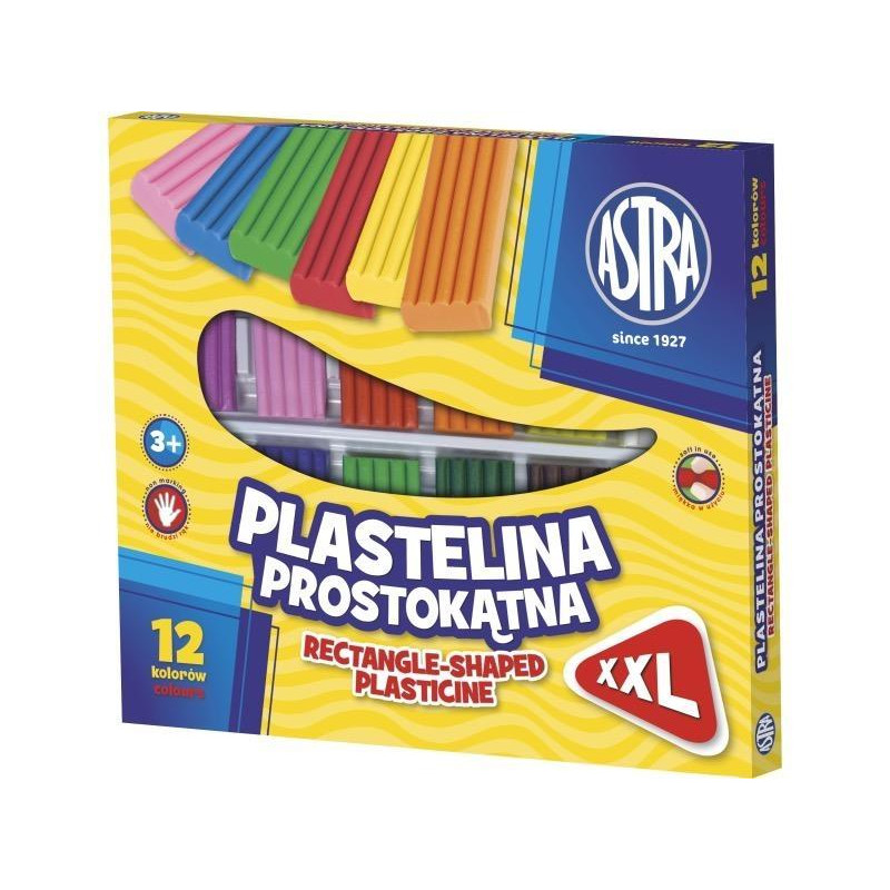 Plastelina szkolna dla dzieci zestaw 12 kolorów prostokątna 303117001 ASTRA
