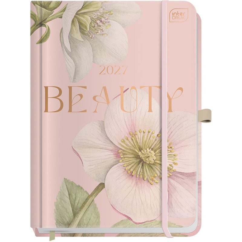 Kalendarz książkowy 2027 A5 192 Beauty Metallic z kieszonką Anemone INTERDRUK