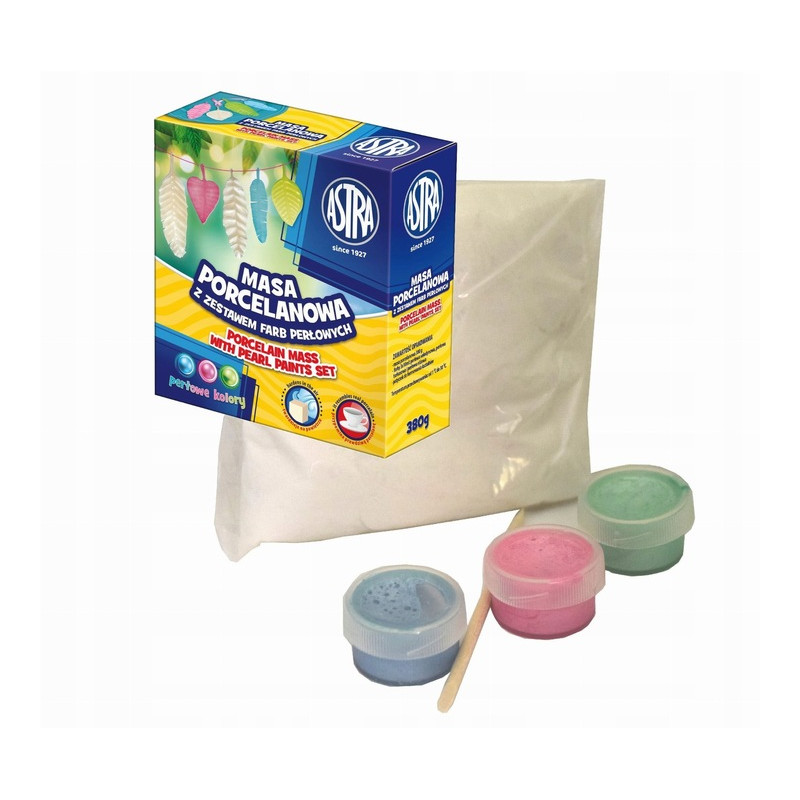 Masa porcelanowa + 3 kolory farb perłowych zestaw 336118018 ASTRA