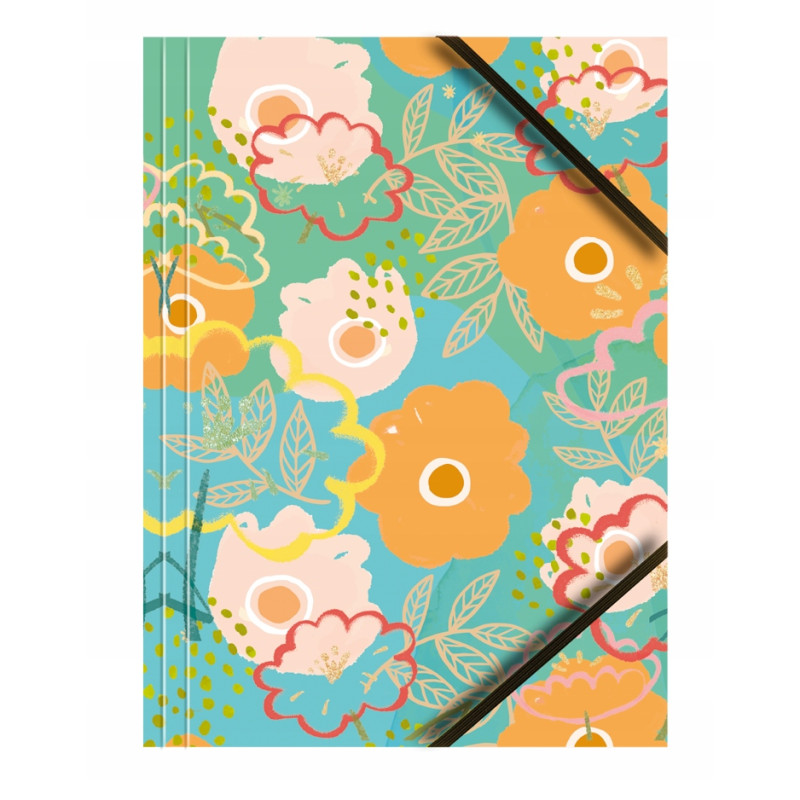 Teczka kartonowa A4 z gumką na rogach 350g. PASTELOWE KWIATY (6sztuk) BT601-M3 TETIS