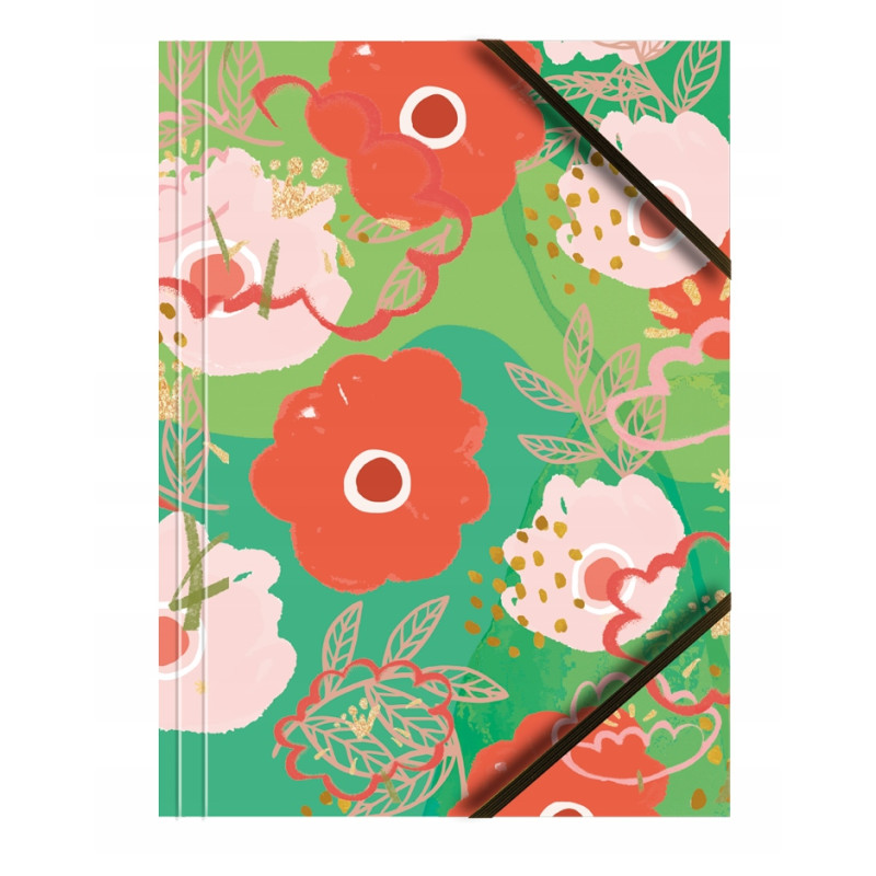 Teczka kartonowa A4 z gumką na rogach 350g. PASTELOWE KWIATY (6sztuk) BT601-M3 TETIS