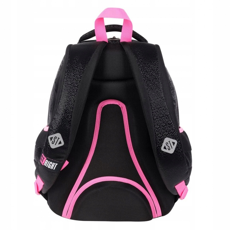 Plecak szkolny 4-komorowy Tornister dla dziewczynki Black Glitter BP-06 ST.RIGHT St.Majewski