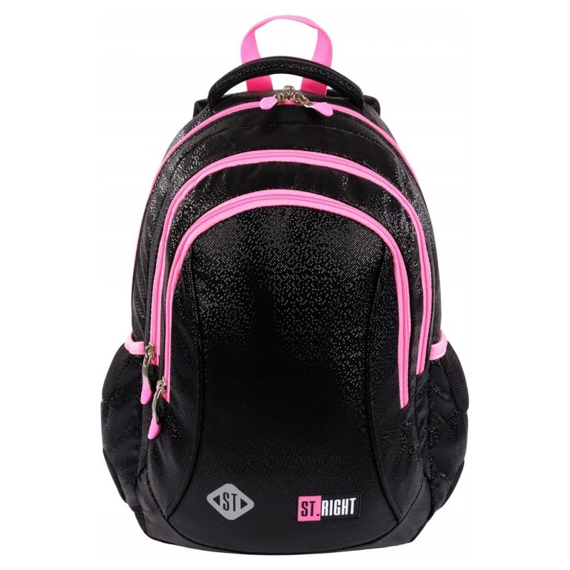Plecak szkolny 3-komorowy Tornister dla dziewczynki Black Glitter BP-26 ST.RIGHT St.Majewski