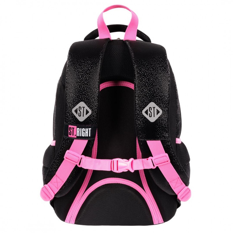 Plecak szkolny 3-komorowy Tornister dla dziewczynki Black Glitter BP-26 ST.RIGHT St.Majewski