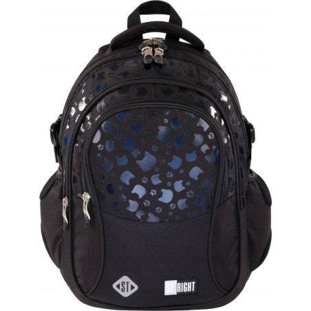 Plecak szkolny 4-komorowy Tornister młodzieżowy Black Cats BP-01 ST.RIGHT St.Majewski