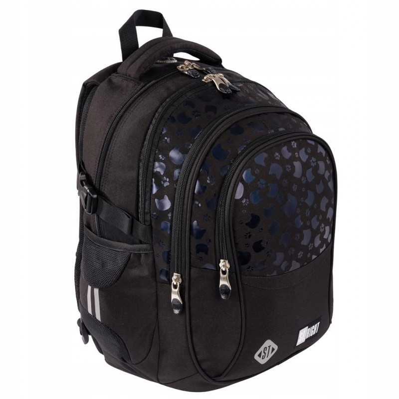 Plecak szkolny 4-komorowy Tornister młodzieżowy Black Cats BP-01 ST.RIGHT St.Majewski